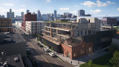 A rendering of a new condo development in Brush Park