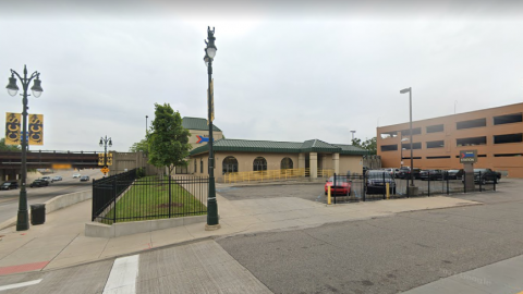 A screenshot of a small Amtrak station in Detroit