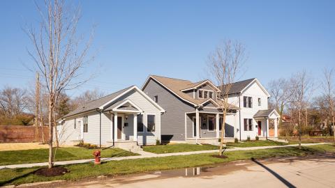 Three new homes on a city block