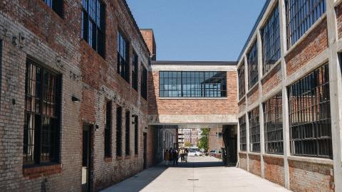 A redeveloped brick industrial building