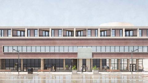 A rendering of a new residential building adapted from a dance studio